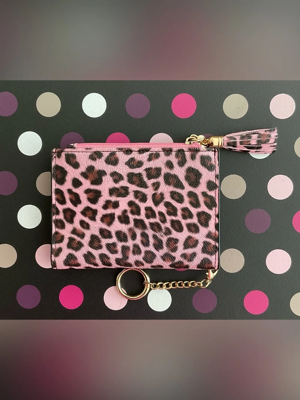 Leopard Pink Small Bifold Slim Mini Wallet